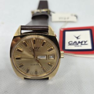 CAMY Gold Plated Superautomatic Club-Star (1 Brown Strap)